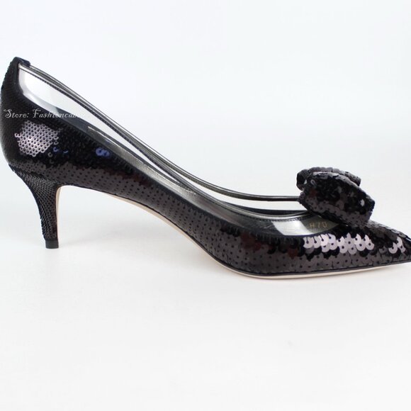 NEW VALENTINO Sequin Bow Pumps | Runway Chic for Events, Work & Date Nights - Picture 5 of 16